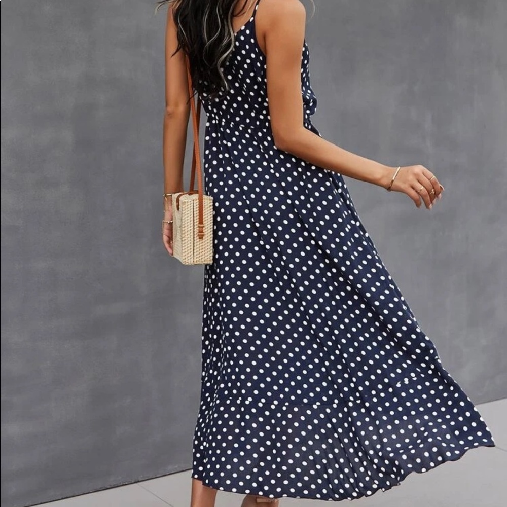 Boho gypsy dot drawstring waist cami dress - Picture 2 of 6
